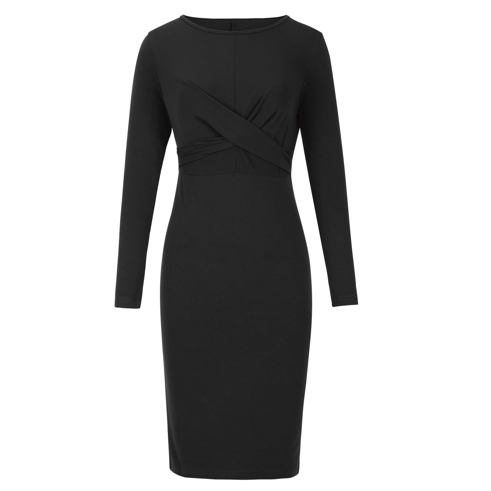 Long sleeve mesh zip-up crewneck midi dress