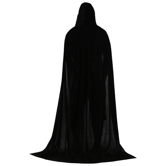 HNMKIU Hooded Velvet Halloween Cape Unisex Solid Color clothes for Adults Kids 1 Black,XXL