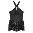 thumbnail image 6 of YiZYiF Girl's Sequins Tassel Latin Dance Leotard Dress Cha-Cha Performance Sparkly Fringed Bodysuit Black 16, 6 of 7
