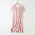 thumbnail image 2 of Oversized Sleepshirts New Womens Nightgown with Built in Bra Striped Casual Homewear Soft Cotton Sleepwear Comfy Short Sleeve Nightshirts Womens Nightdress Pinky M, 2 of 3