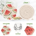 thumbnail image 4 of Yayeee 6 PCS Drink Coasters with Holder Set Woven Absorbent Round Tabletop Hot Pad, Red Watermelon, 4 of 7