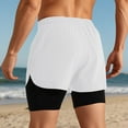 thumbnail image 5 of FINALGANG Mens Solid Color Two In One Athletic Shorts With Compression Liner Elastic Waist Drawstring Quick Dry Shorts For Gym Running Training Trendy Shorts, 5 of 6