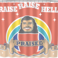 thumbnail image 1 of Rideau de Douche Rétro avec Design "Raise Hell" & "Praised" Homme Moustache - Décor de Salle de Bain Coloré et Fantaisiste, 1 of 4