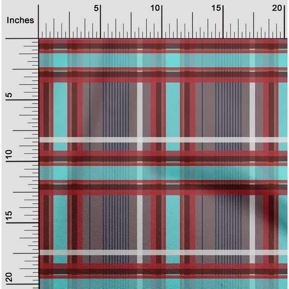 oneOone Polyester Lycra Dusty Brown Fabric Madras Check Fabric For Sewing Printed Craft Fabric By The Yard 56 Inch Wide