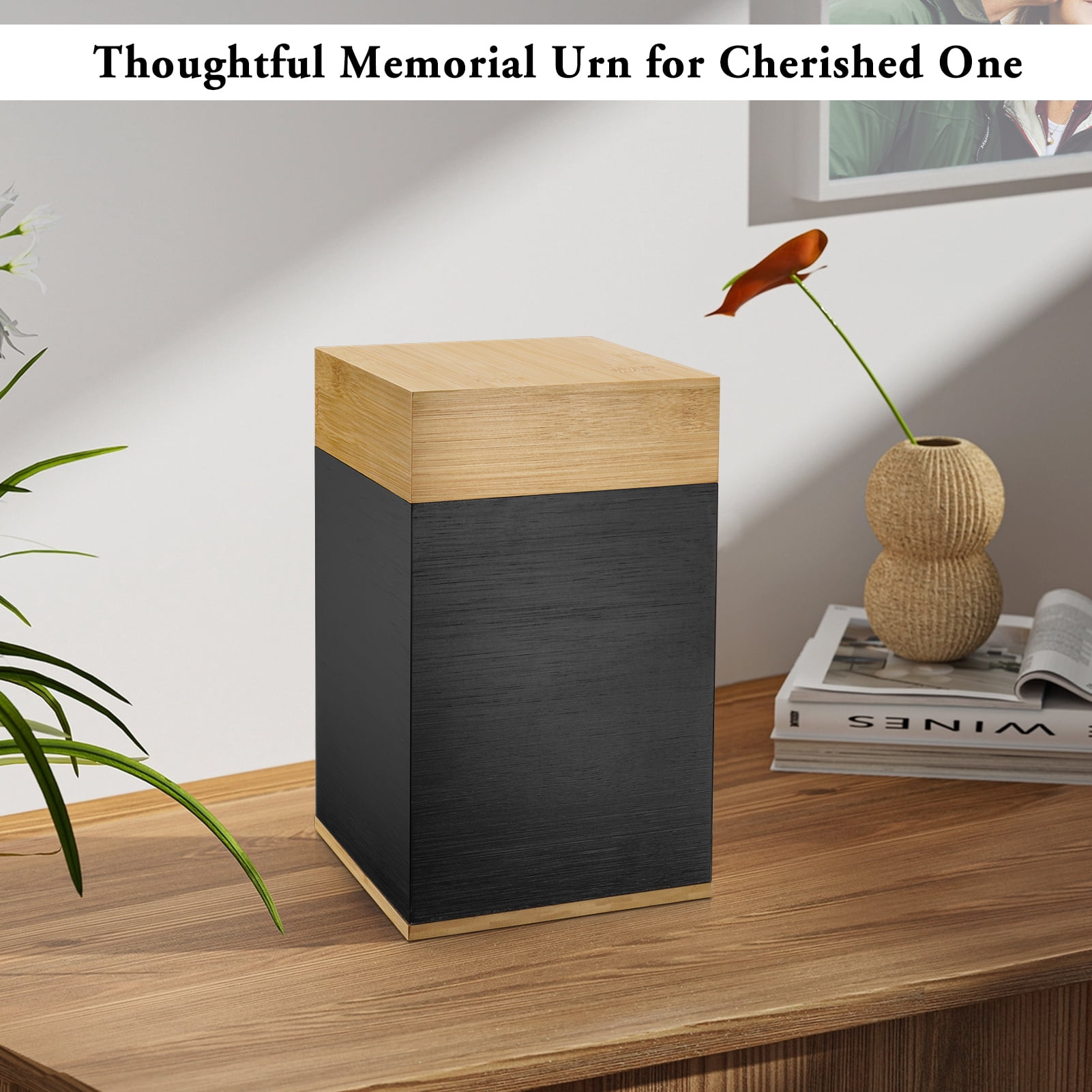 Handcrafted Wood Urn for Ashes - Adult Large Cremation Urn for Men Women - Memorial Keepsake Box for Human Ashes - Elegant Funeral Keepsake