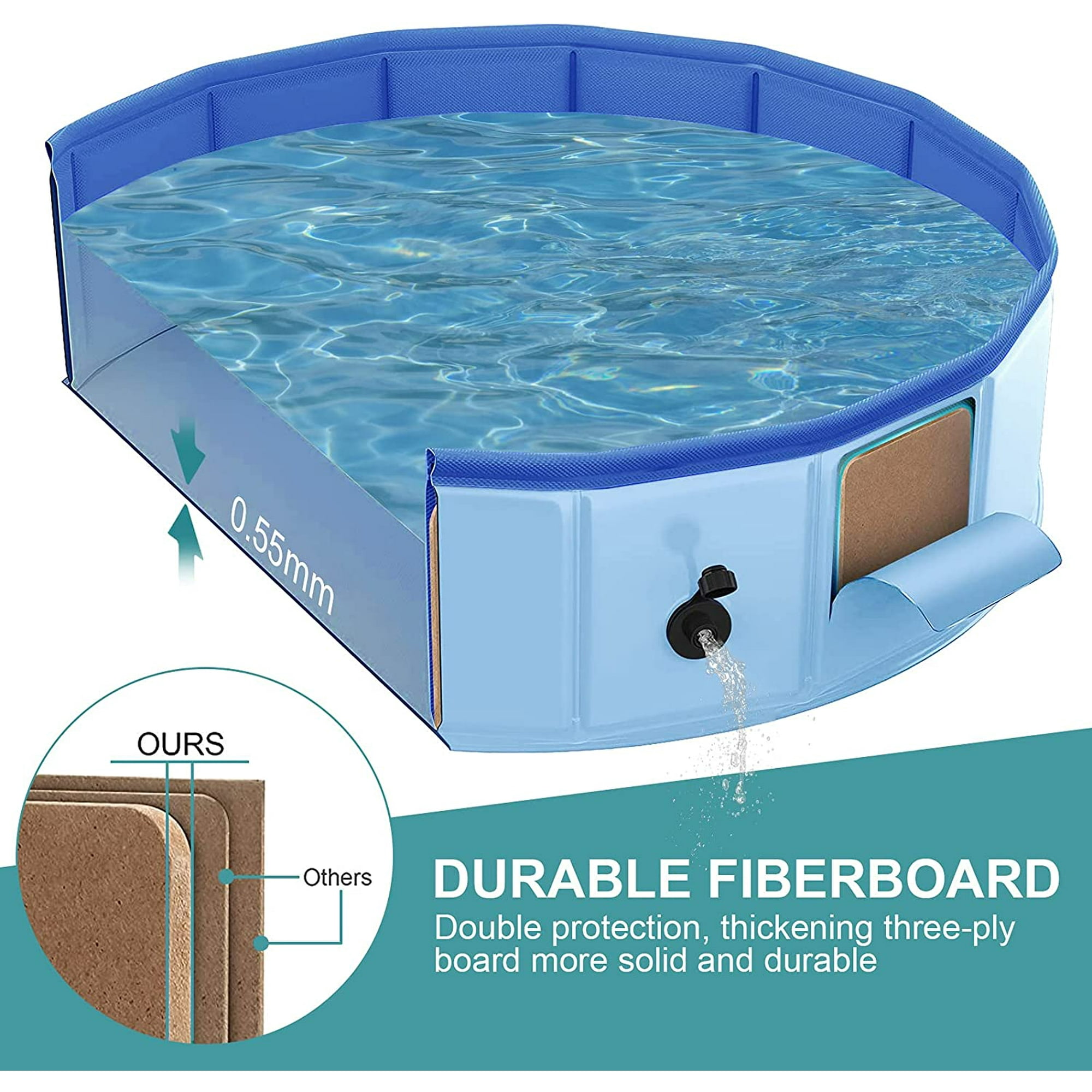 Piscine Pliable Pour Chien Et Enfant - PVC Antidérapant, 120x120 Ou 150x150 Cm, Pliante, été