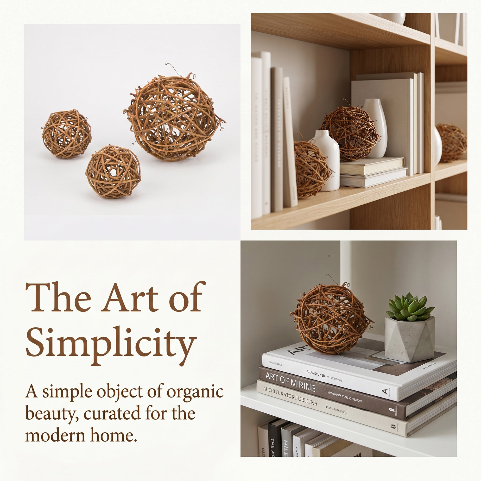 Unique Bargains 10Pcs Durable Rattan Balls Natural Wicker Spheres Orbs Brown 2"x2"x2"