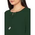 thumbnail image 4 of eloria Women's Midi Dress Bell Sleeve Key Hole Tie Neck Summer Dress Size: 3XL | Color: Bottle Green, 4 of 5