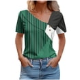 thumbnail image 1 of Tops de Algodón para Mujeres Cuello en V Casual de Manga Corta, Imitación Algodón Primavera Y Blusa de Verano, 1 of 5
