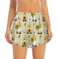 thumbnail image 2 of Goofa Gnomes Bees And Sunflowers Printed Women 2 in 1 Running Shorts,Quick Dry Athletic Workout Shorts,High Waisted Athletic Shorts with Liner Pockets-Small, 2 of 9