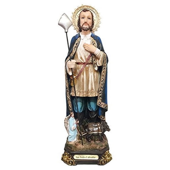 San Isidro Labrodor Estutuo Saint Isidro Sculpture Home Deco Decoration (12 Inch)