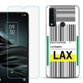 thumbnail image 1 of Slim-Fit Fashion Phone Case for TCL 20 XE, with Tempered Glass Screen Protector, by OneToughShield ® - Airport Tag / Los Angeles, 1 of 3