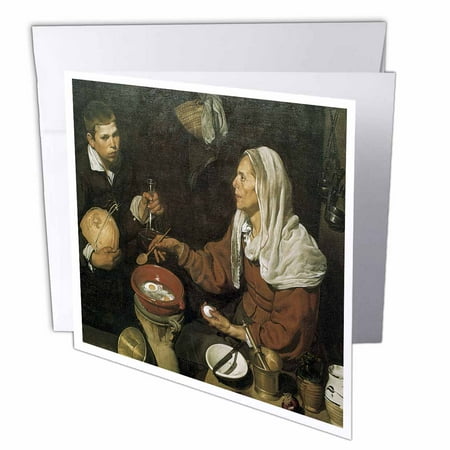 3dRose An Old Woman Cooking Eggs by Diego Valazquez, 1618, Greeting Cards, 6 x 6 inches, set of 6