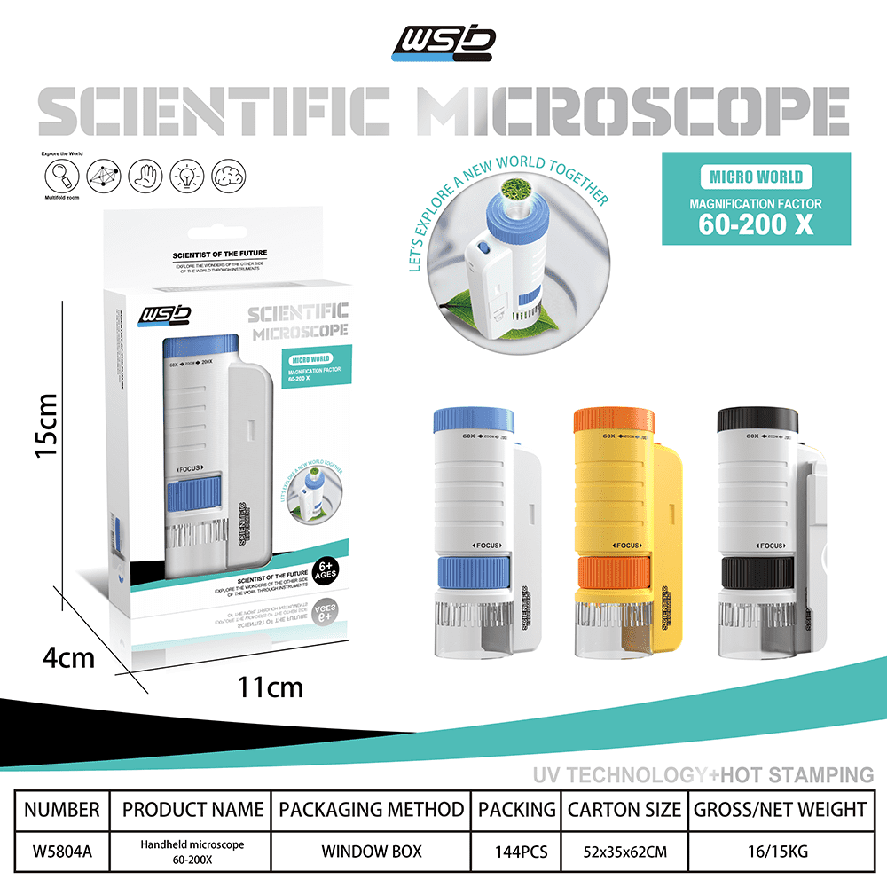 Handheld Microscope Optical Hd Portable Microscope, Children's Microscope With Led Light, Biological Education Science Experiment Toy Gift