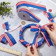 thumbnail image 3 of 20 Yards Patriotic Stars and Stripes Wired Ribbon American Flag Theme Ribbon Ribbon for 4th of July Farmhouse Decor Gift Wrapping DIY Crafts Royal Blue DIY, 3 of 5