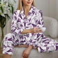 thumbnail image 4 of Goofa Violets Flowers Printed Women’s 2 Piece Pajama Set Super,Pajamas Women's Long Sleeve Sleepwear Soft Button Down Loungewear Pjs Lounge Set Nightwear-X-Large, 4 of 9