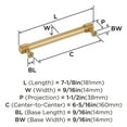 thumbnail image 5 of Amerock Farewind 6-5/16 inch (160mm) Center-to-Center Champagne Bronze Cabinet Pull, 5 of 6
