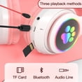 thumbnail image 6 of HQinX Kids Headphones, Wireless Bluetooth Cat Ear Headset, LED Light Up Foldable Over Ear, Stereo Sound with Mic & TF Card (Pink), 6 of 9