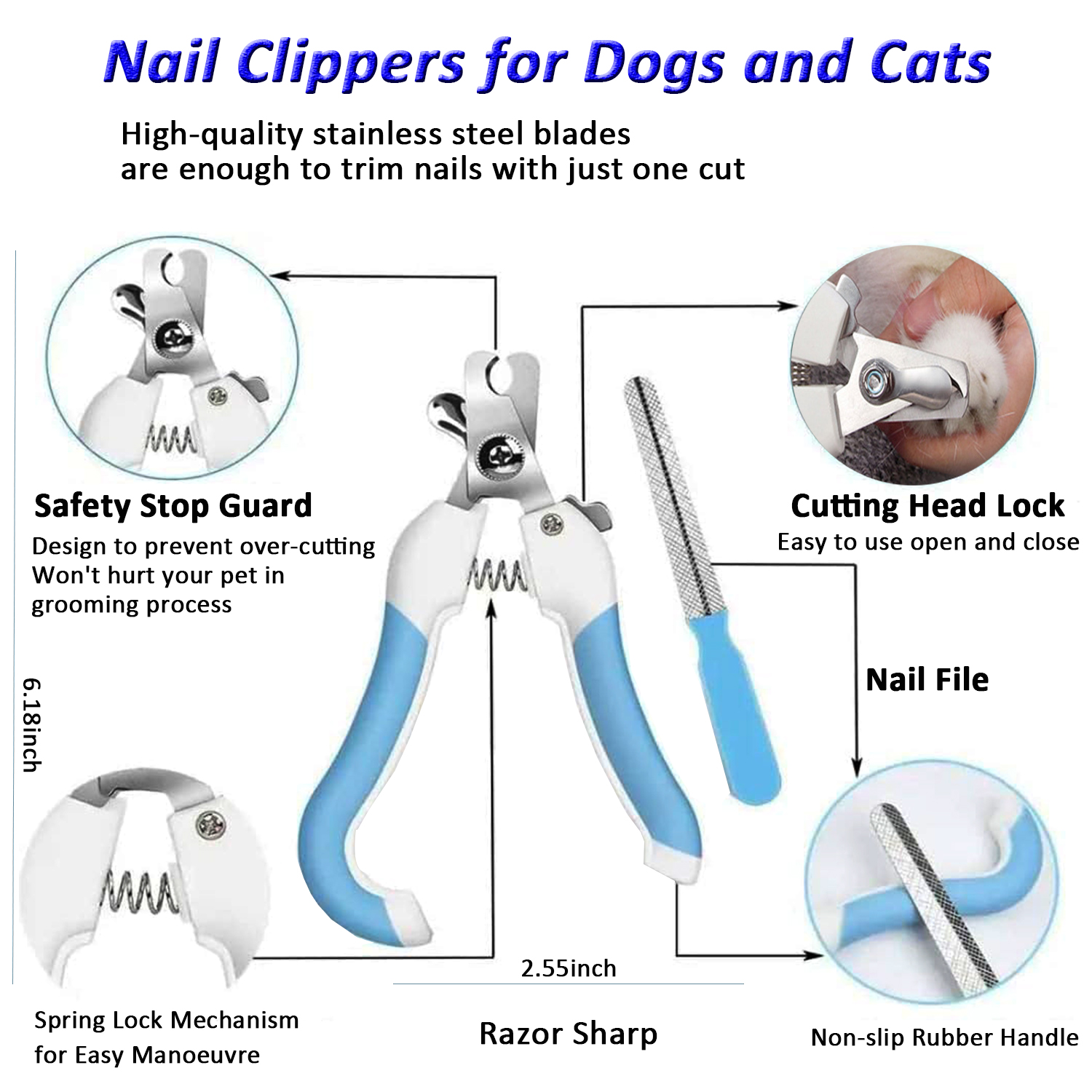 DXIMRX 7-Piece Cat and Dog Grooming Kit in Blue photo 8