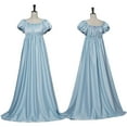 thumbnail image 3 of Oksale Empire Waist Gown Dresses for Women Formal Floor Length Evening Dress Elegant Puff Sleeve Gowns Renaissance Medieval Maxi Dresses Off the Shoulder Victorian Dress Light Blue, 3 of 8