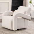 thumbnail image 2 of LoLado Cozy Teddy Fabric Upholstered Armchair, 360° Rotatable Modern Sturdy Lounge Chair with Curved Arms and Thick Cushioning for Living Room Bedroom, White, 2 of 12