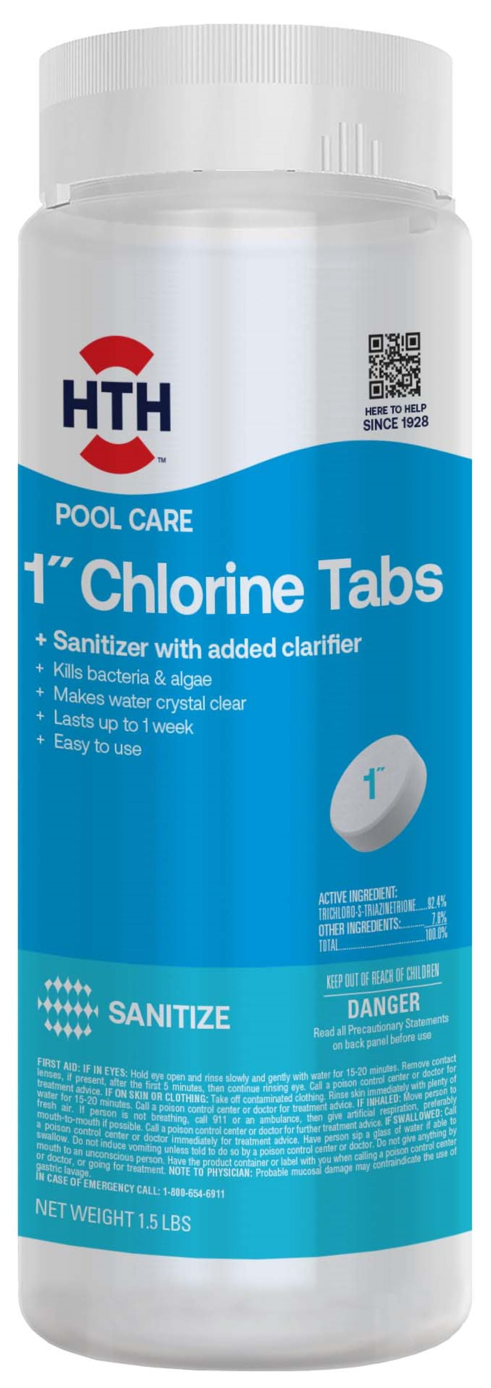 (3 pack) HTH 1 Inch Chlorine Tablets 1.5 lb Pool Sanitizer for Algae and Bacteria Prevention