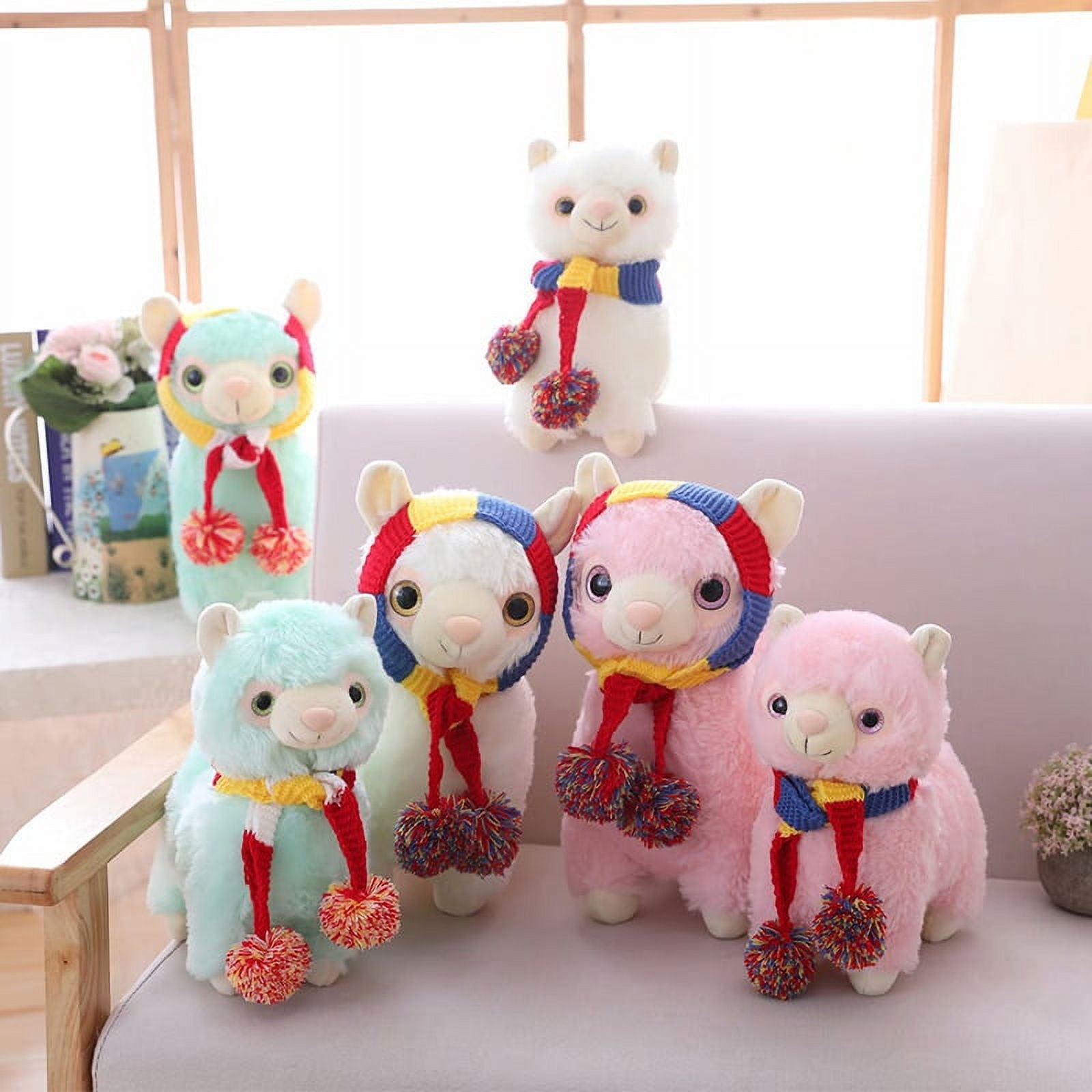 25/35cm Amine Colorful Alpaca Peluches With Scarf Japan Alpacasso