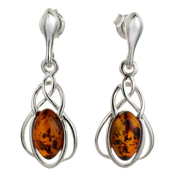 Sterling Silver and Baltic Honey Amber Earrings "Zara"