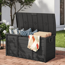 75 Gallon Outdoor Waterproof Storage Box with Flip-Top Lid, Heavy-Duty Deck Box Suitable for /Outdoor Use - Plastic