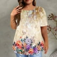 thumbnail image 6 of Patlollav Womens Plus Size Short Sleeve Tshirt 2024 Summer Floar Print Casual Crewneck Tunic Tops Loose Tee Shirts, 6 of 6