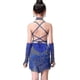 thumbnail image 2 of Trajes de baile para niñas, vestido de cha cha, falda de tango para niños, ropa de carnaval, ropa de baile, disfraces de salsa latina, vestido de baile con borlas, azul 120, 2 of 5