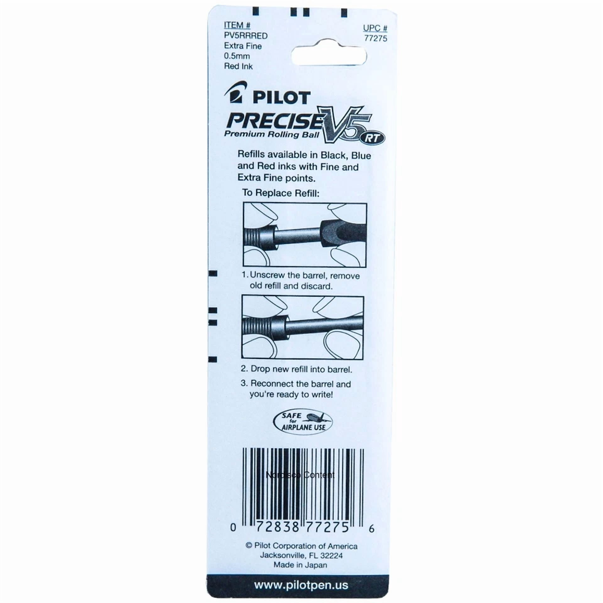 CRESTIN- Pilot Precise V5 Rt Red Ink, 0.5Mm Extra Fine, 3 Pens With 3 Packs Of Refills