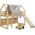 thumbnail image 4 of JERFIT Twin Wood Loft Bed House with Tent, Natural+Beige, 4 of 10