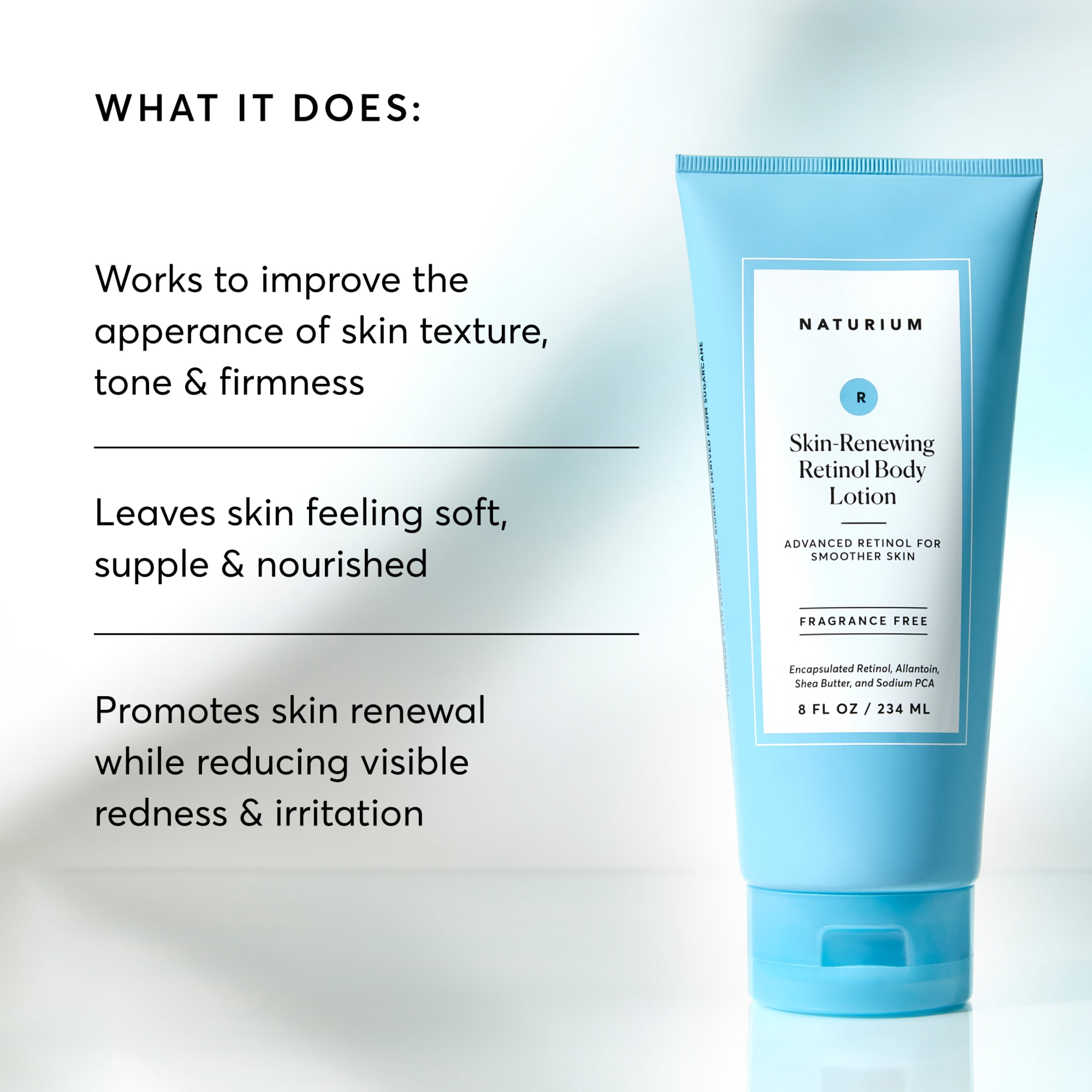 Naturium Skin-Renewing Retinol Body Lotion, Advanced Firming Anti-Aging Skin Care, with Encapsulated Retinol & Shea Butter, 8 fl oz