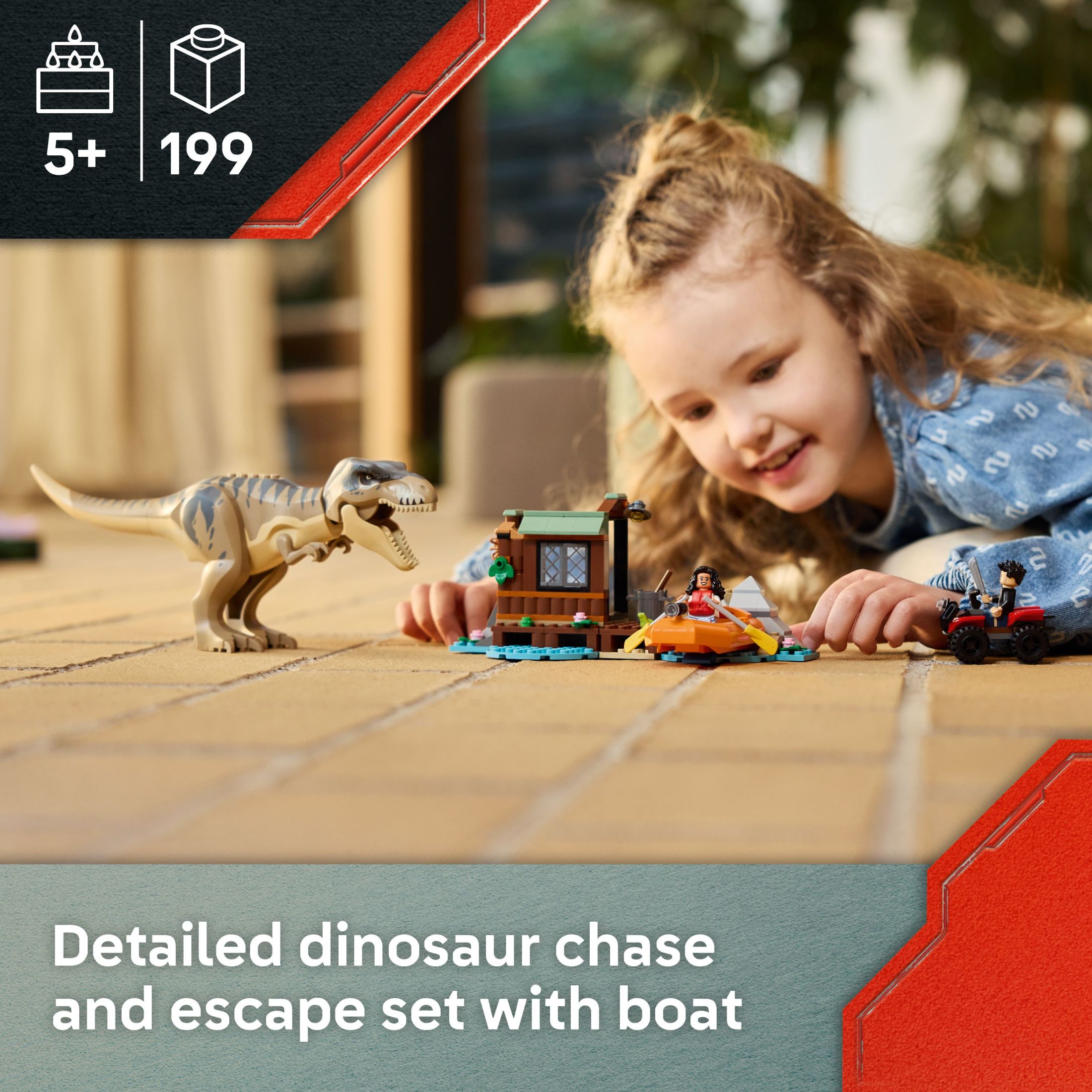 LEGO Jurassic World Escape del Río del T. rex - Juguete de Dinosaurio para Niños, Niñas, Mayores de 5-7 Años - Barco de Juguete de Jurassic World y Minifiguras LEGO - Regalo Creativo de Dinosaurio para Fans de Películas - 76975 3