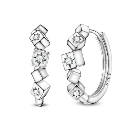 KUNSIR Fahion Women Star Huggie Hoop Earrings 925 Sterling Silver Tiny Hoops