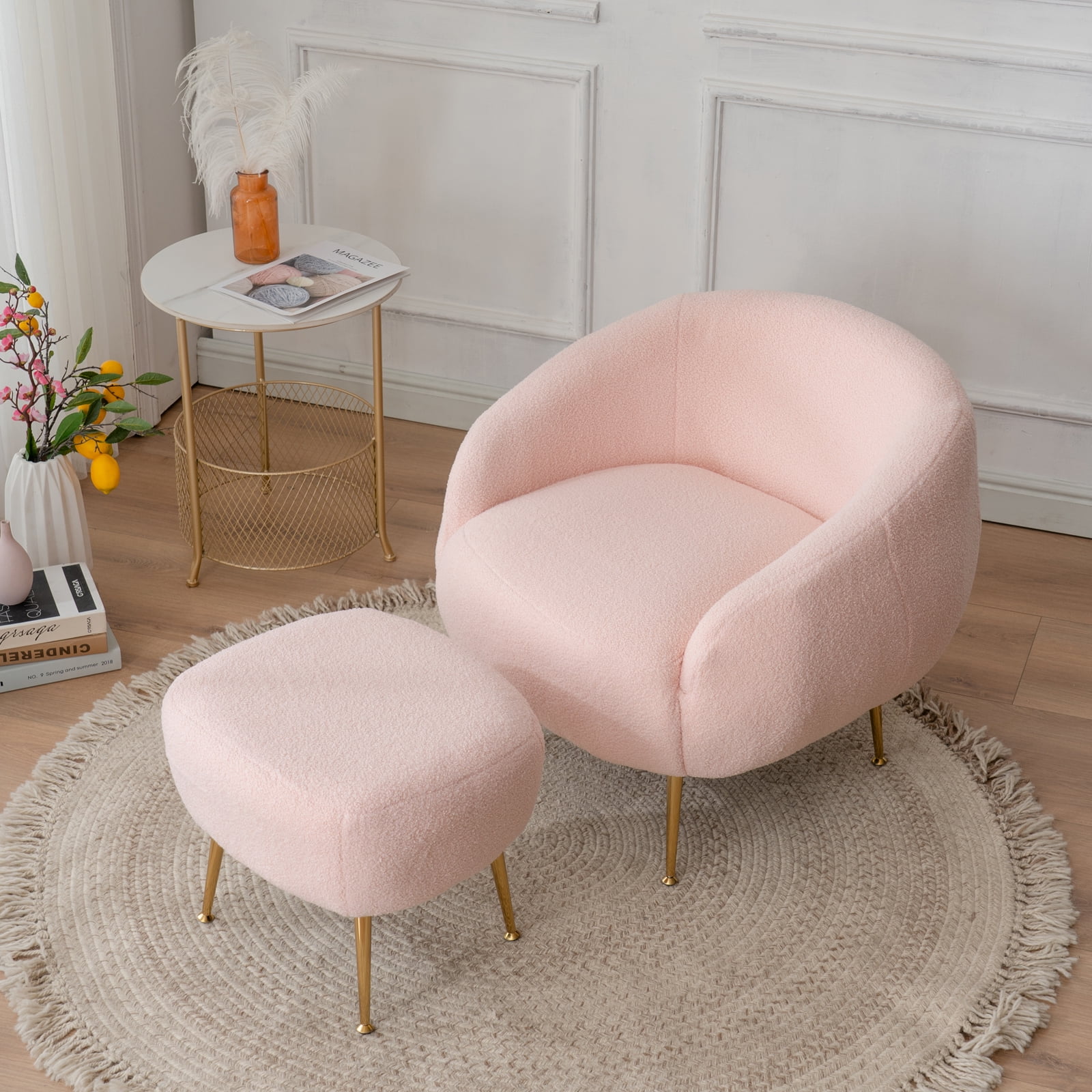 Fabric chair 2025 and footstool