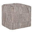 thumbnail image 3 of LR Home Square Brown/Cream Recycled Chindi Medium-Sized Indoor Pouf, 18"x18"x18", 3 of 10