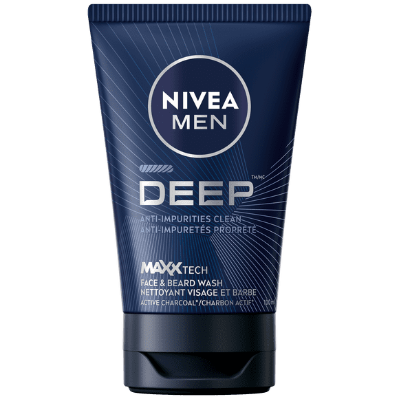 NIVEA MEN Deep Face & Beard Wash, MAXXTECH Charcoal Face Wash, 100mL