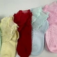 thumbnail image 4 of CPNG Baby Frilly Ankle Socks Girl Non Slip Toddler Girls Stockings Cotton Bow Ruffle Lace Newborn Long Socks Infant Winter Cute Dress Sock, 4 of 4