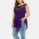 thumbnail image 3 of ICHUANYI Clearance Plus Size Women Solid Floral Lace Roundn Neck Asymmetric Sleeveless Tops Blouse(Purple, M) ICHUANYI WER2023081015155, 3 of 6