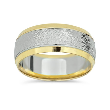 Two Tone Woven Handmade Band - 14k Yellow Gold Two Tone Wedding Band Mens 8mm White Gold Handmade Ring