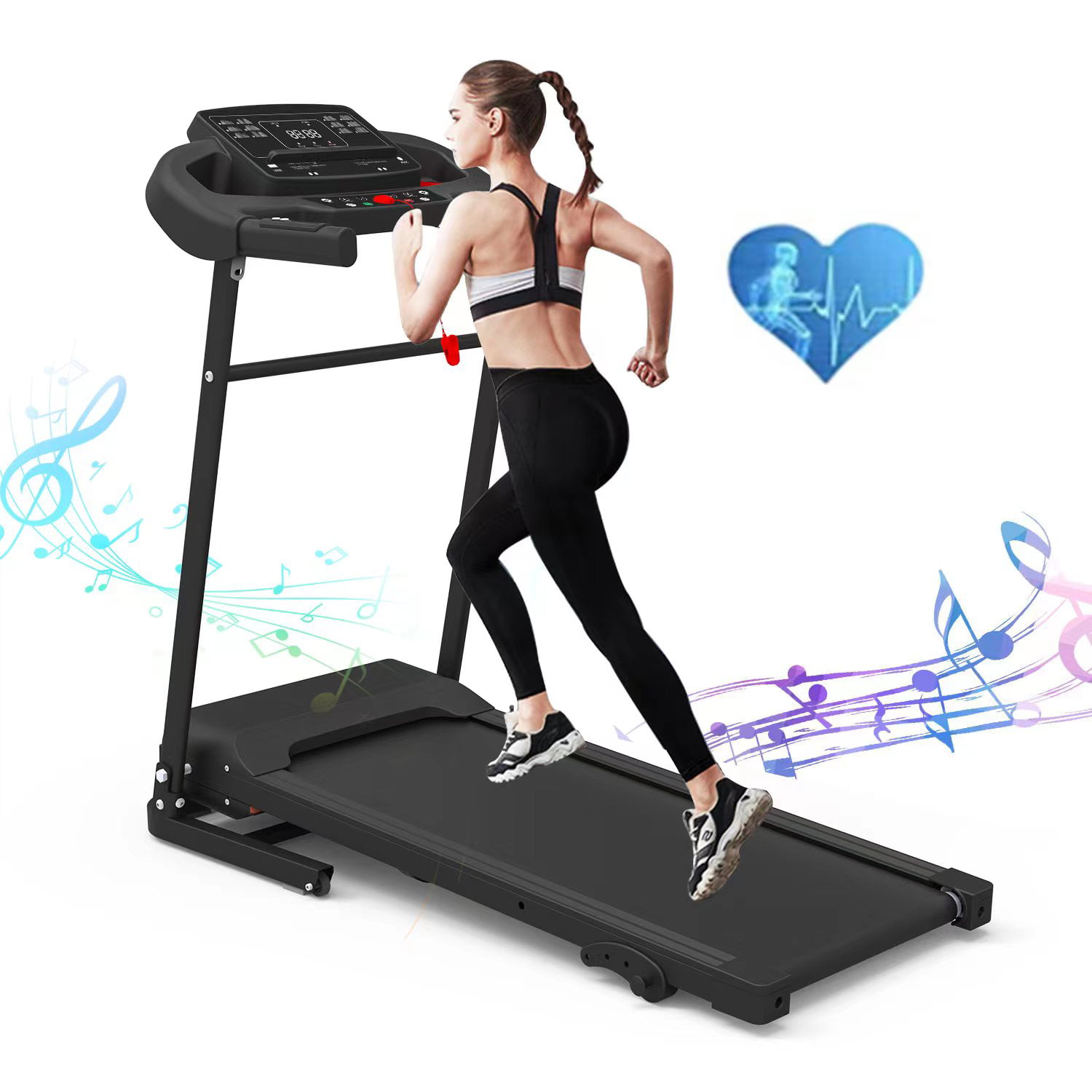 2 Day Deliver) 2022 Newest Folding Treadmills for Home with Bluetooth and Incline, 2.5HP Portable Running Machine Electric Compact Treadmills Foldable for Exercise Home Gym Fitness Walking Jogging