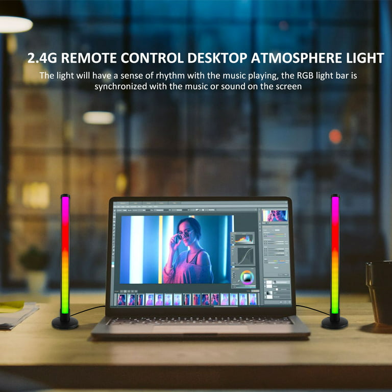 2pcs Smart LED Light Bar RGB TV Ambient Light with Remote Control ...