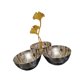 thumbnail image 1 of Cuencos decorativos en racimo, 3 en 1, cuencos de acero inoxidable para aperitivos, decorativos y conectados Mango de ginkgo dorado, 1 of 6