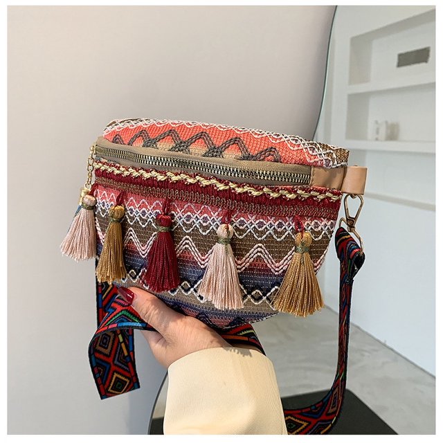 Bolso de estilo étnico Bolso de pecho para mujer Bolso de hombro de verano para mujer Bolso de pecho de estilo étnico de moda para mujer