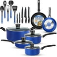 thumbnail image 1 of SereneLife Kitchenware Pots & Pans Basic Kitchen Cookware, Black Non-Stick Coating Inside, Heat Resistant Lacquer (20-Piece Set), One Size, Blue, 1 of 7