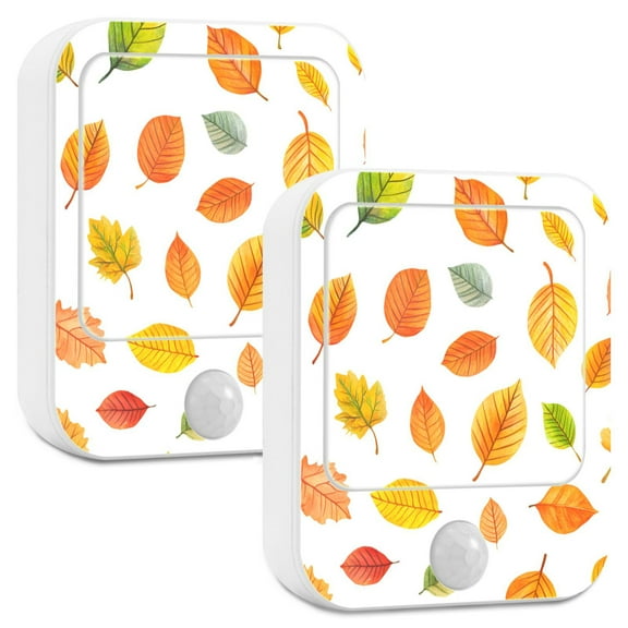Yayeee LED Night Lights with Motion Detectors Auto Dusk to Dawn Light Sensors, 2 Pack, Yellow Leaves