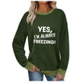 thumbnail image 3 of XPMWRP Women's Crewneck Long Sleeve Loose Sweatshirts Vintage Funny Letter Printed Fashionable Casual Pullovers Army Green XL, 3 of 7