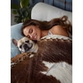 thumbnail image 3 of Brown White Leather Texture Queen Size Flat Sheet, Wrinkleproof & Fadeproof Cooling Flat Bed Sheet Only, Abstract Art Cowhide Breathable Soft Bedding Top Sheets 90 x 102 Inches, 3 of 8